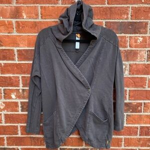 Lucy Womens Small Gray Hooded Snap Button Sweater